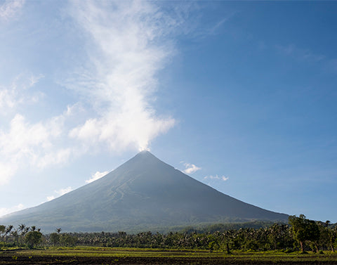 the perfect cone of Mayon Volcano in Albay province, Bicol region, Philippines